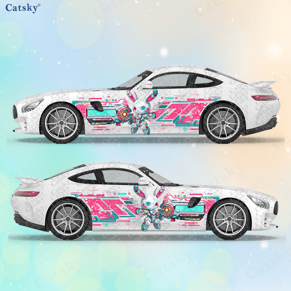 Tech Accessories Gifts - 2pcs Cyberpunk Line Tech Bunny Car