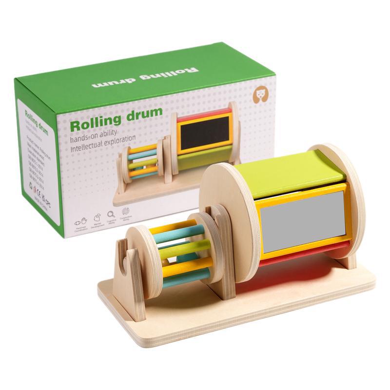 Tech Accessories Gifts - Wooden Montessori Color Rolling Drum Toy