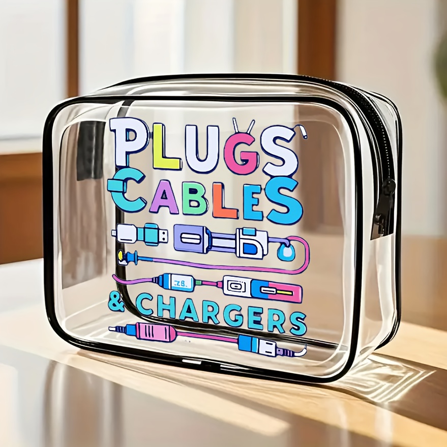 Tech Accessories Travel Organizer Pouch - 1pc Large Clear Cable Organizer Bag,