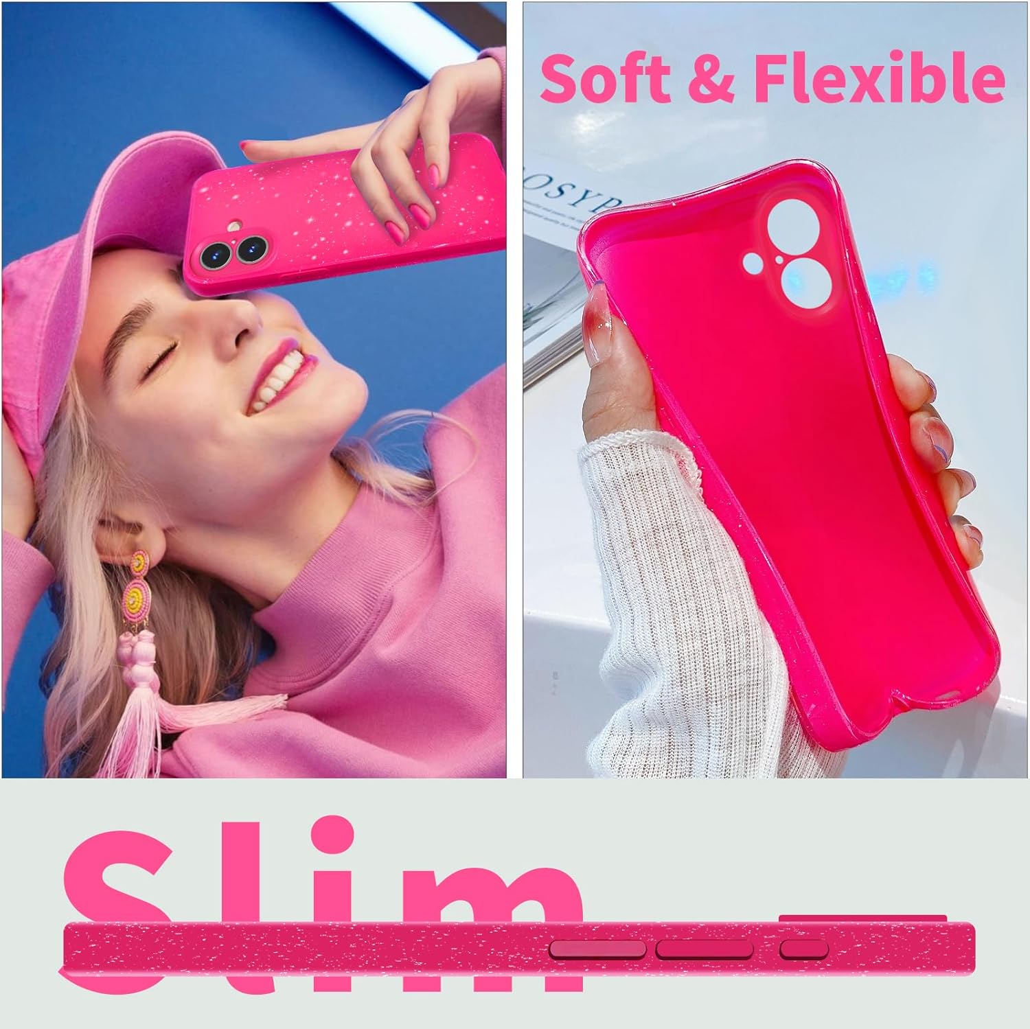 Hot Pink Rose Glitter Case For - Tech Accessories Iphone review and price