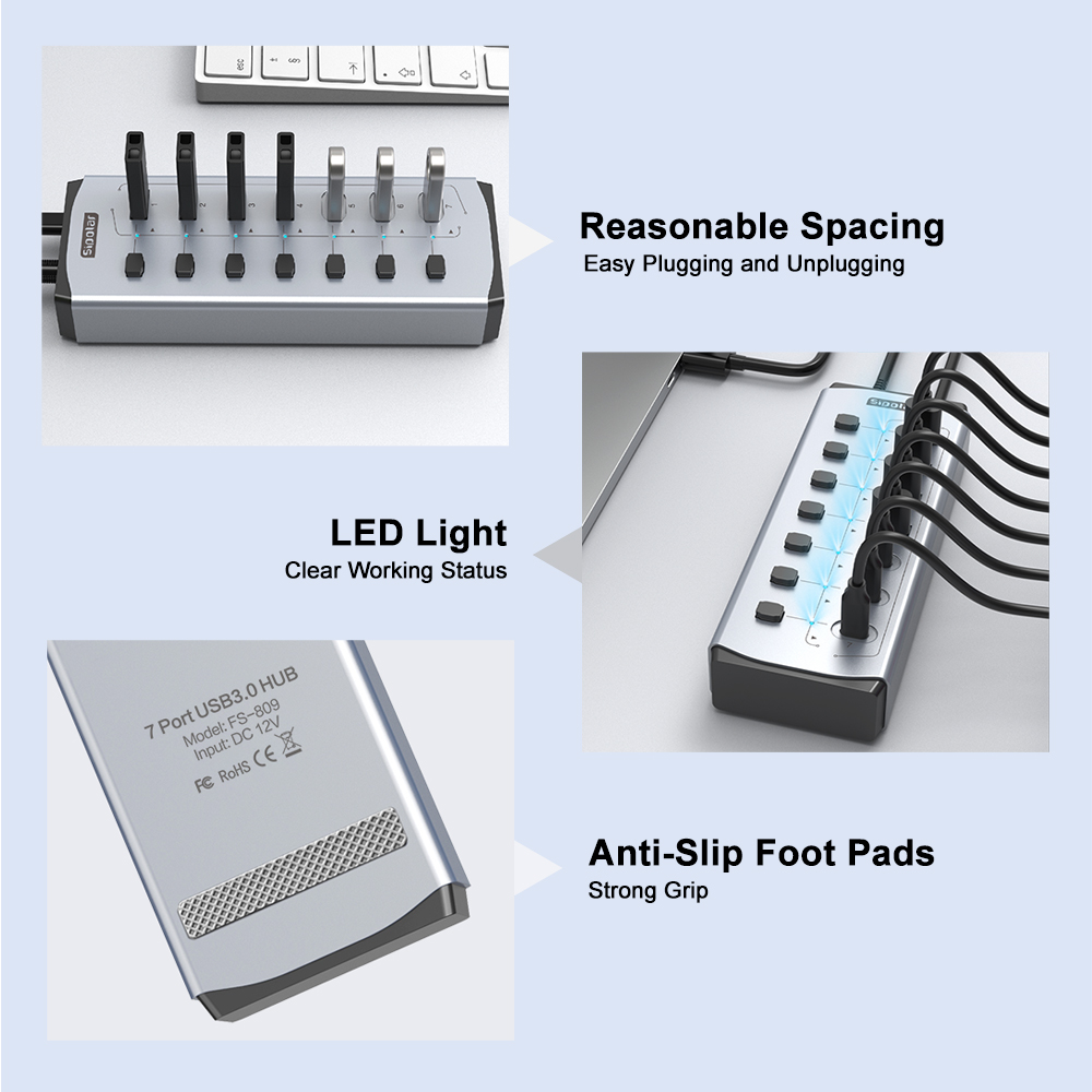 Sipolar USB Hub with BC1.2     - Usb Hub 7 Port review and price