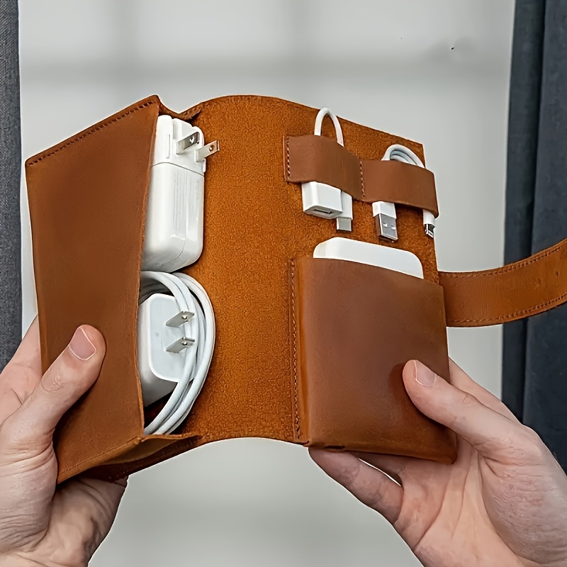 1pc Leather Tech Organizer Pou - Tech Accessories Travel Organizer Pouch review and price