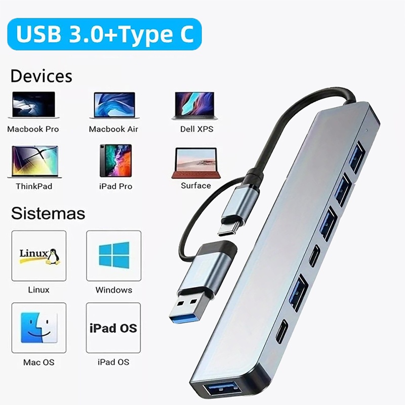 2 In 1 USB3.0 Hub 7 Port Type  - Usb Hub 7 Port review and price