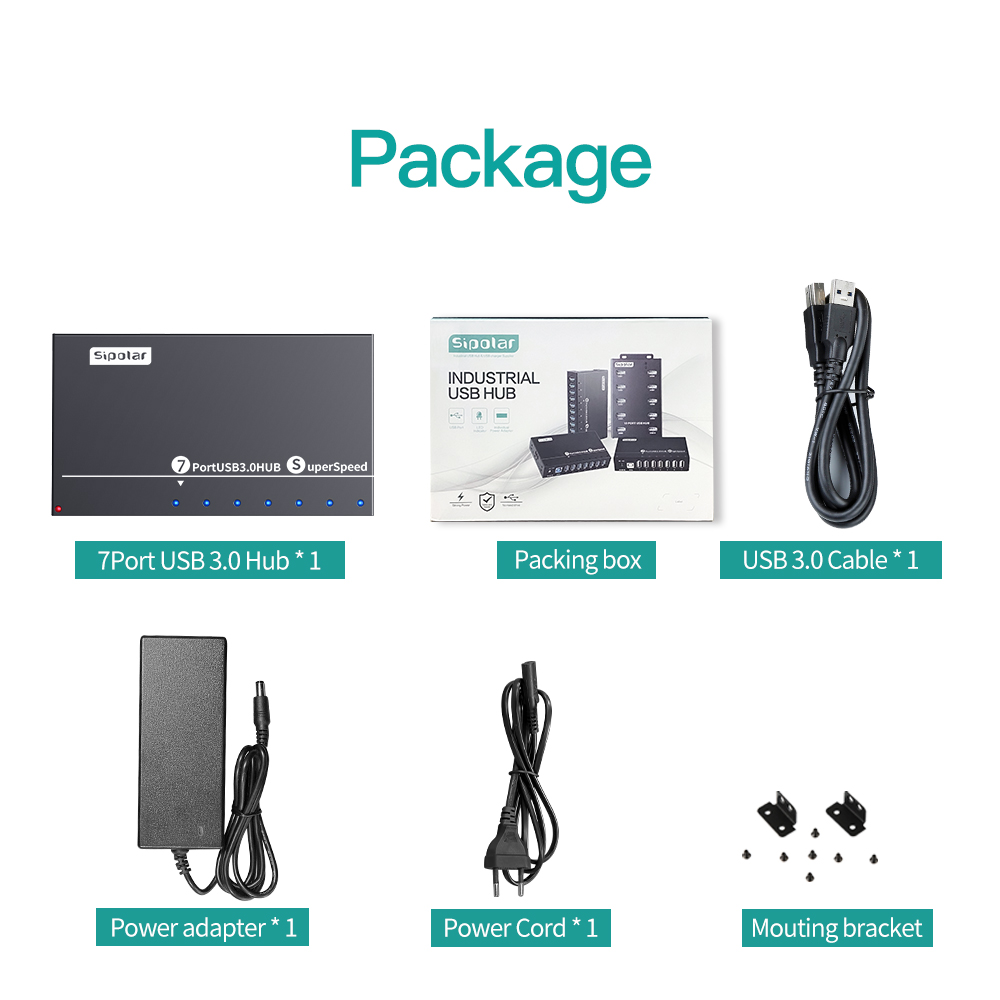A173 7 Ports USB3.0 Metal Indu - Usb Hub 7 Port review and price