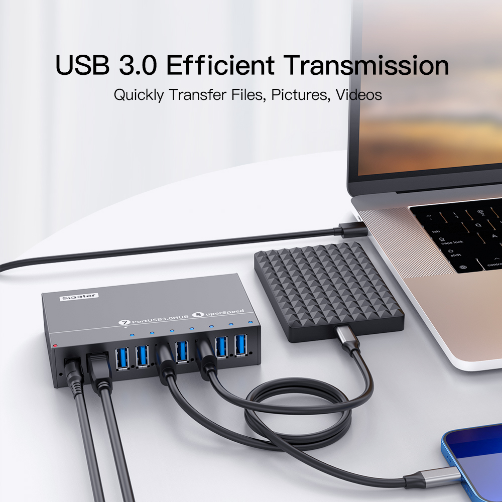 A173 7 Ports USB3.0 Metal Indu - Usb Hub 7 Port review and price